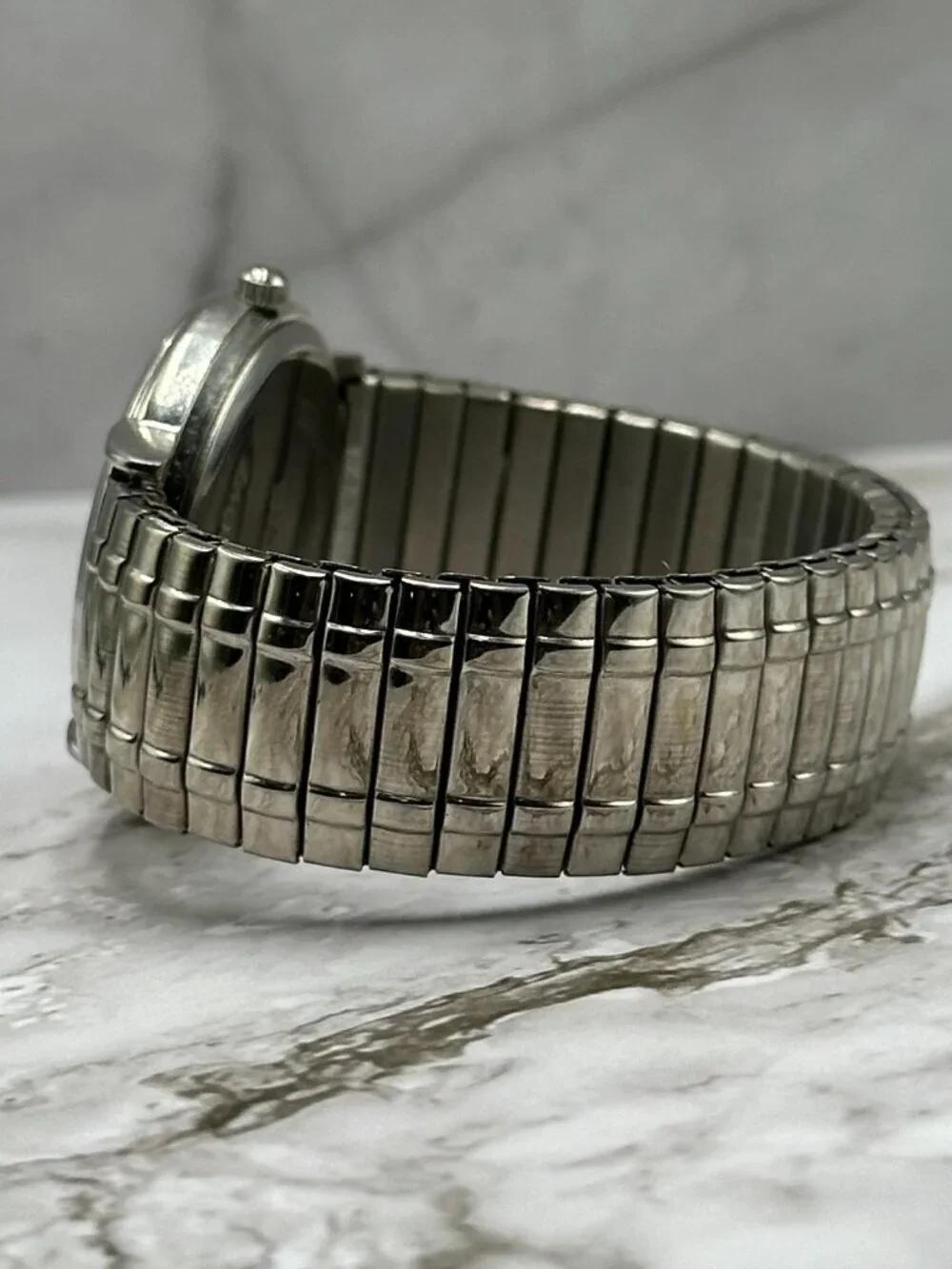 3/$30 Blair Watch Women Silver Tone Black Dial Stretch Band New Battery 6.75